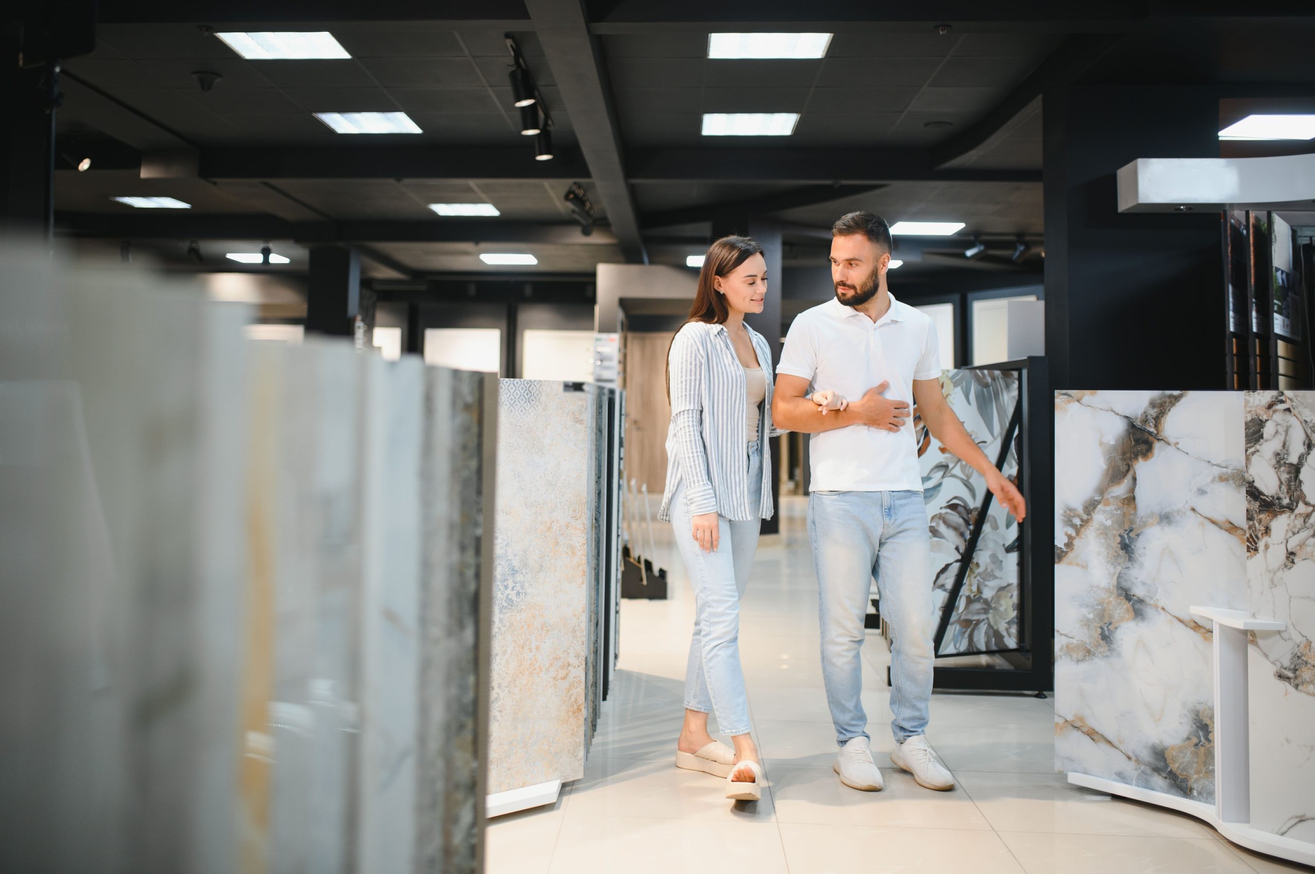 Couple tile shopping